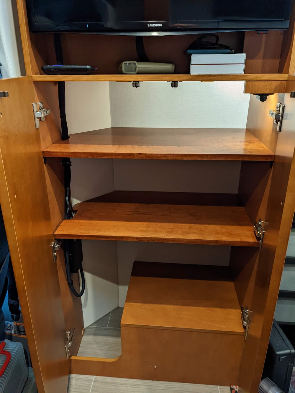 Add shelves to RV closet